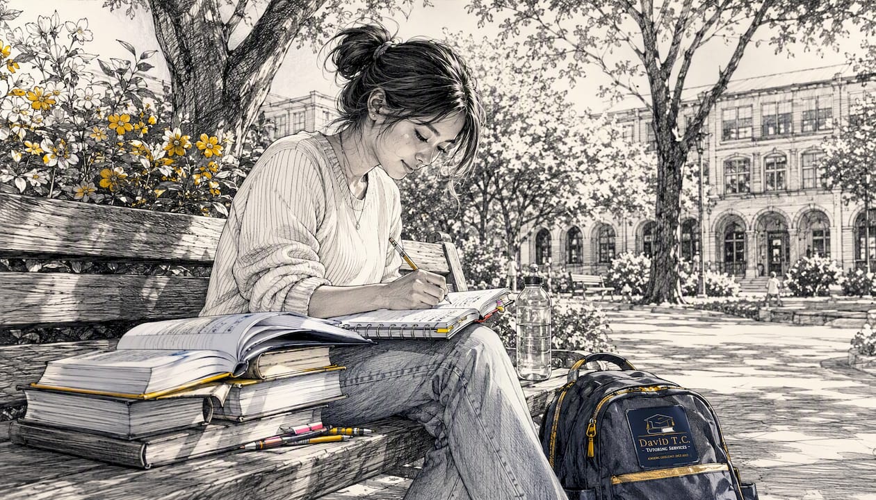 Student writing academic vocabulary notes